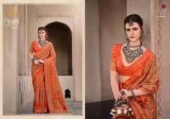 Trirath Kasturi Ajrakh Printed Silk Saree under 1000