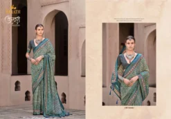Trirath Kasturi Ajrakh Printed Silk Saree under 1000