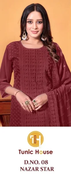 Tunic House Nazar Star Georgette Kurti Bottom With Dupatta