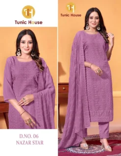 Tunic House Nazar Star Georgette Kurti Bottom With Dupatta