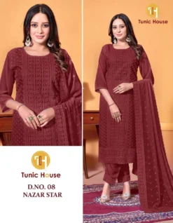 Tunic House Nazar Star Georgette Kurti Bottom With Dupatta