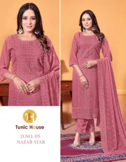 Tunic House Nazar Star Georgette Kurti Bottom With Dupatta