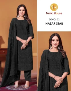 Tunic House Nazar Star Georgette Kurti Bottom With Dupatta