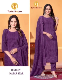 Tunic House Nazar Star Georgette Kurti Bottom With Dupatta