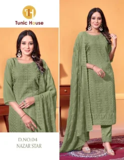 Tunic House Nazar Star Georgette Kurti Bottom With Dupatta