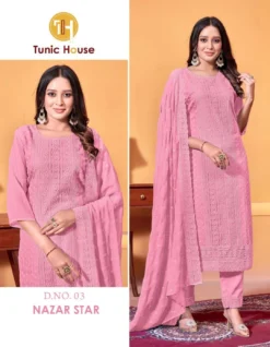 Tunic House Nazar Star Georgette Kurti Bottom With Dupatta