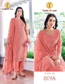 Tunic House Siya Designer Georgette Kurti Bottom With Dupatta