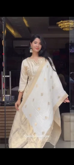Yasu Vol 33 Readymade white Weaving Chanderi Silk New Design