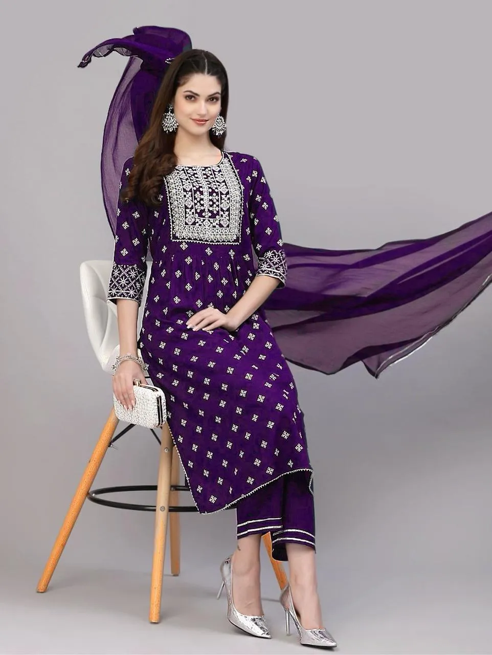Beauty 1099 Heavy Rayon Embroidery Readymade Dress Under 1000