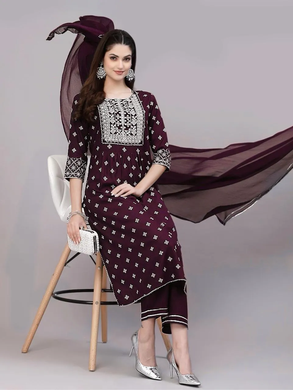 Beauty 1099 Heavy Rayon Embroidery Readymade Dress Under 1000