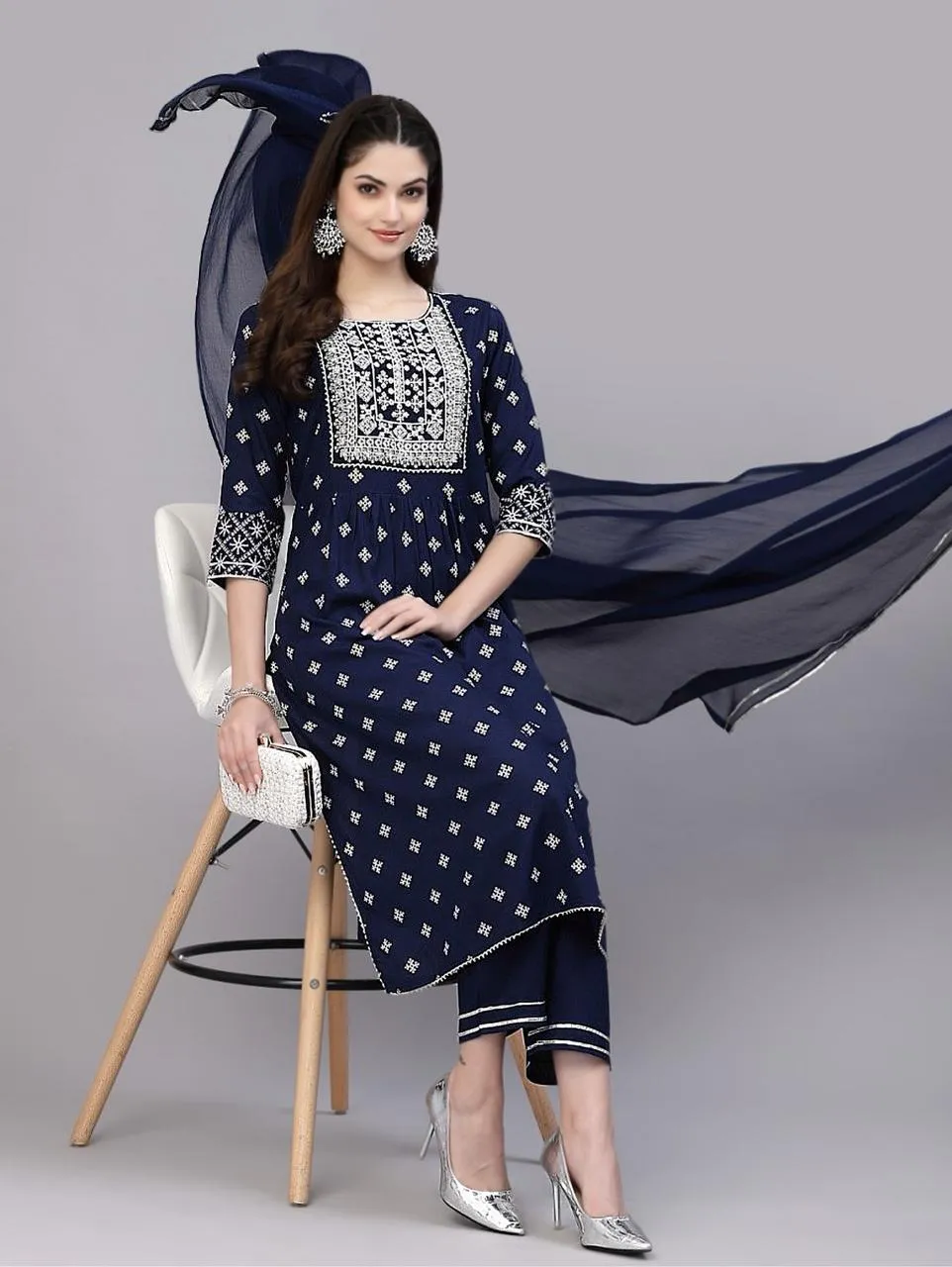 Beauty 1099 Heavy Rayon Embroidery Readymade Dress Under 1000