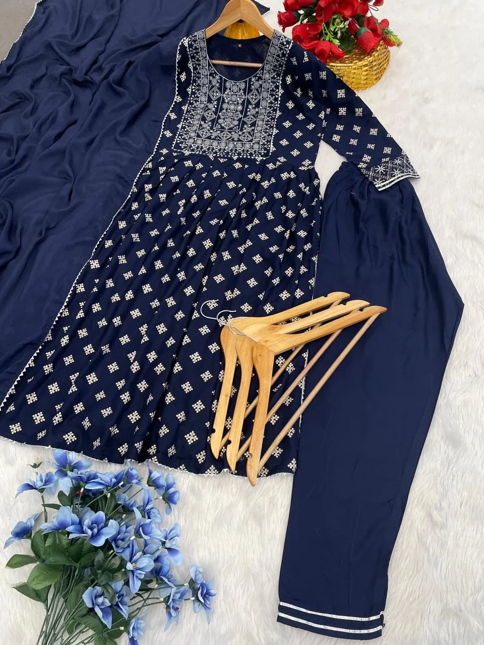 Beauty 1099 Heavy Rayon Embroidery Readymade Dress Under 1000