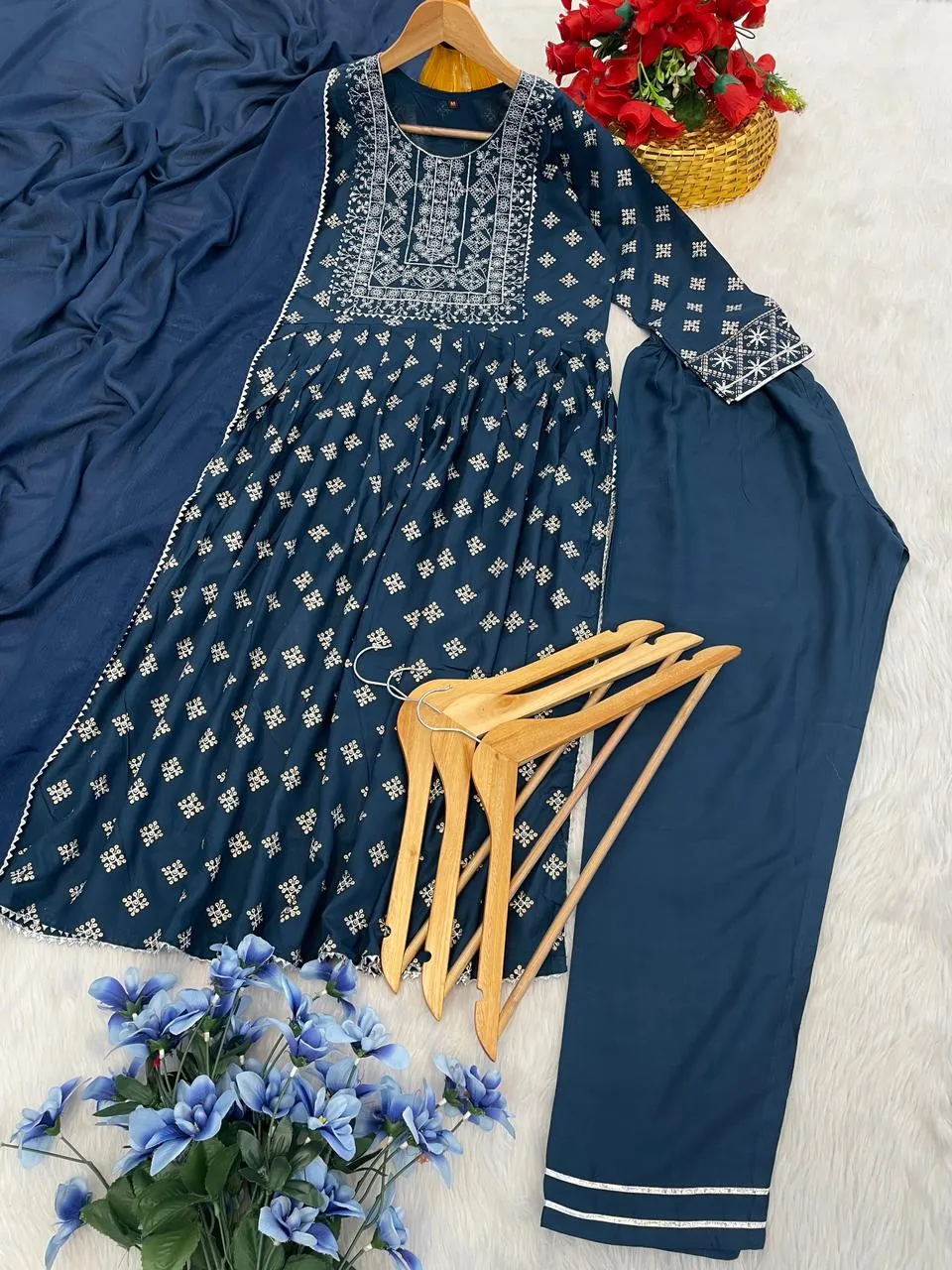 Beauty 1099 Heavy Rayon Embroidery Readymade Dress Under 1000