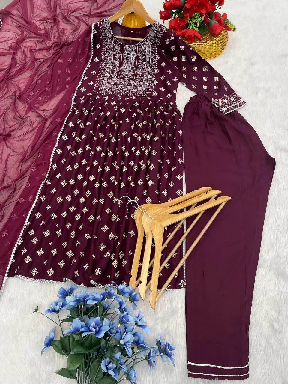 Beauty 1099 Heavy Rayon Embroidery Readymade Dress Under 1000