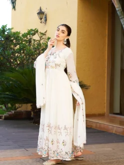 DKT 5021 white Gown With Dupatta Fancy work New Collection