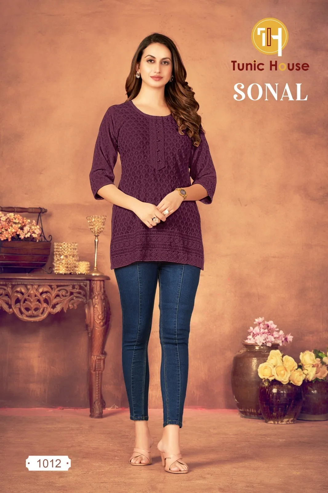 Tunic House Sonal Rayon Designer Short Top