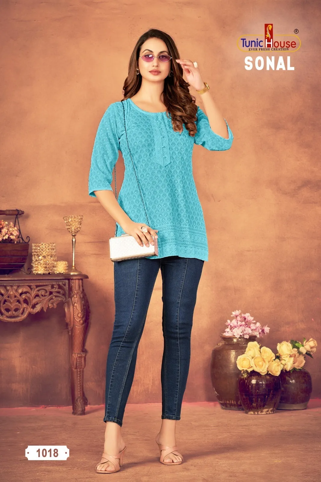 Tunic House Sonal Rayon Designer Short Top