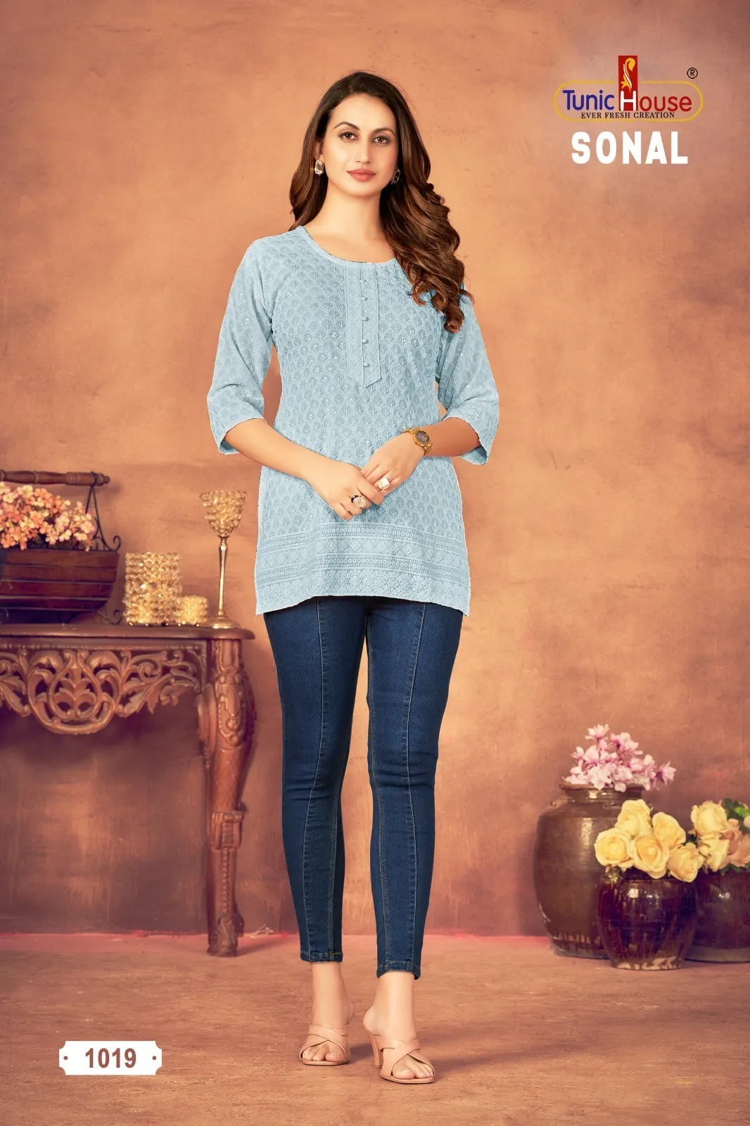 Tunic House Sonal Rayon Designer Short Top