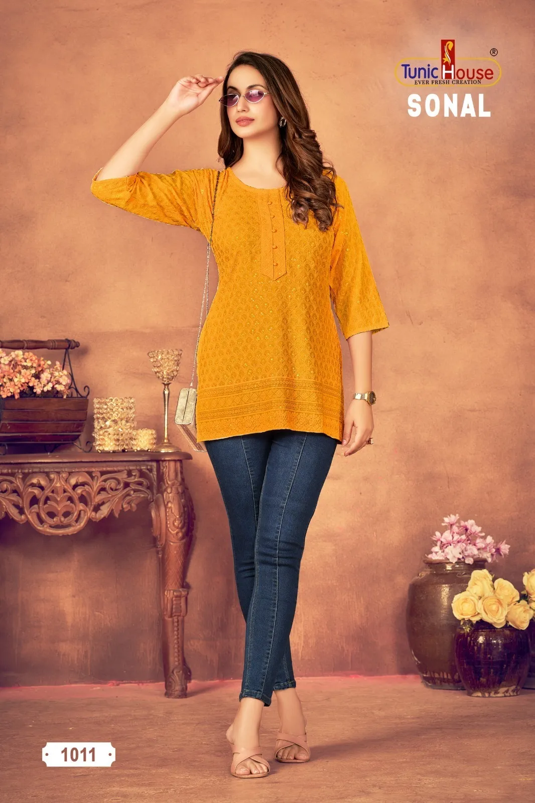Tunic House Sonal Rayon Designer Short Top
