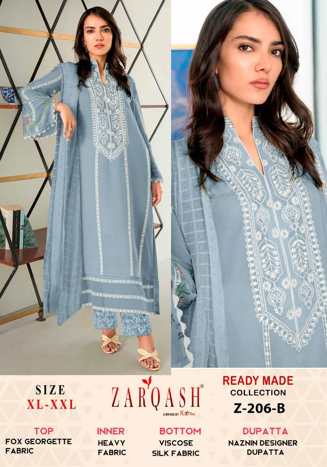 Zarqash Z 206 Pakistani Ready Made Salwar Suits