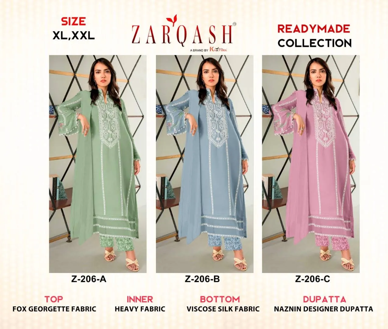 Zarqash Z 206 Pakistani Ready Made Salwar Suits