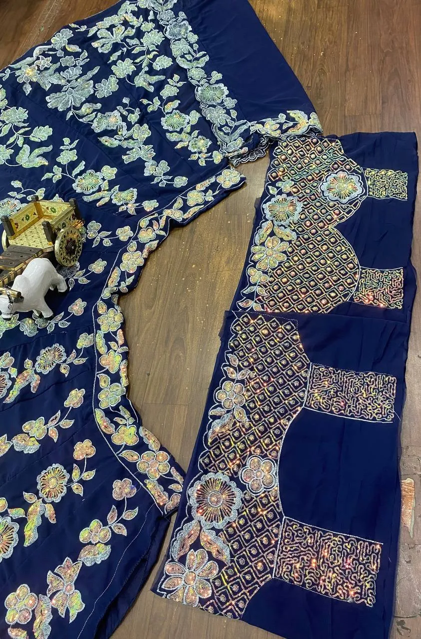 SBD 1697 Georgette Lehenga Choli Embroidery Work Under 2000