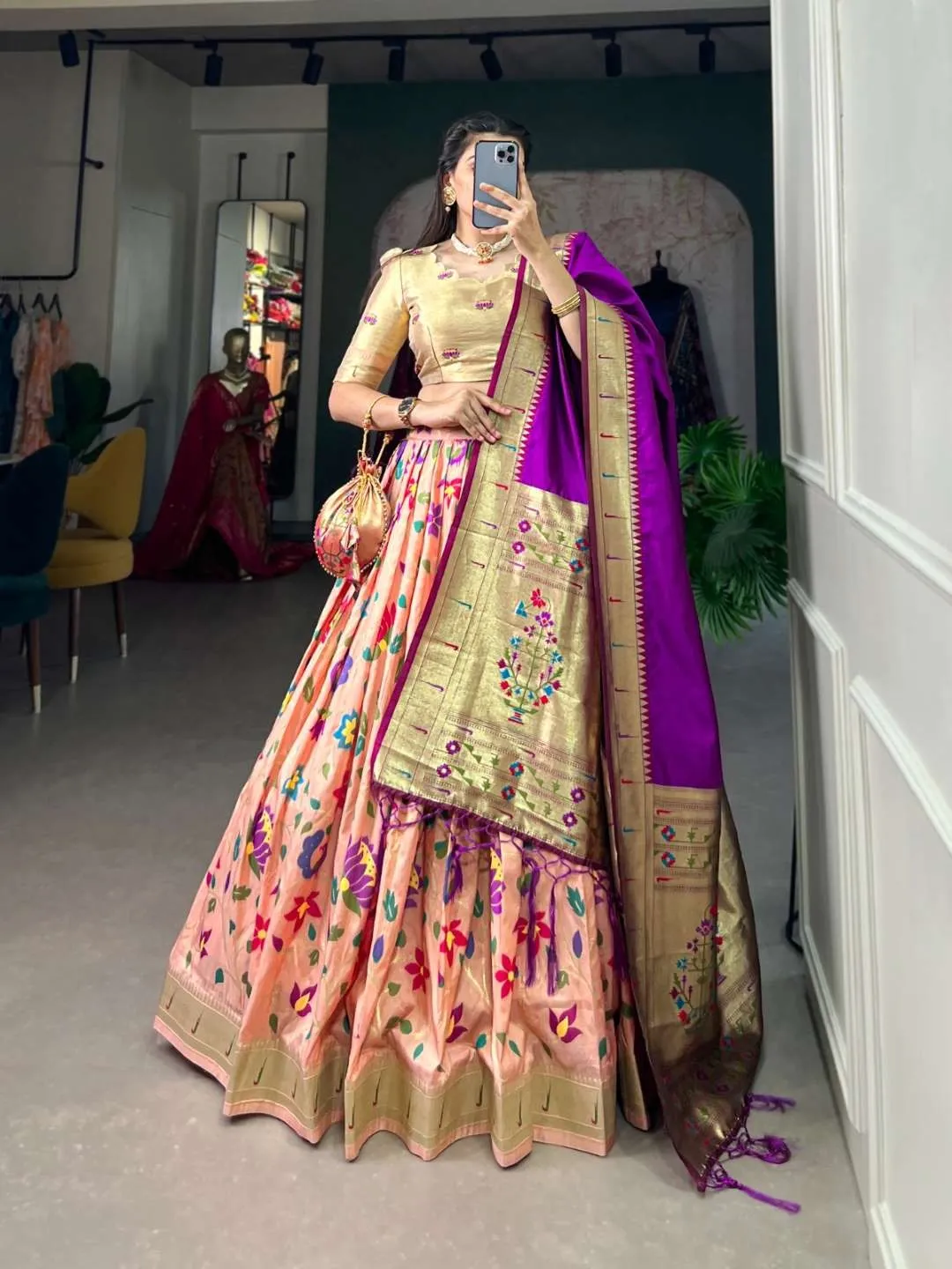 WMN 2021 Paithani Silk Lehenga Choli Under 3000