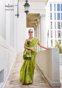 Rajpath Egypt Rayon Silk With Ikat Weaving Saree