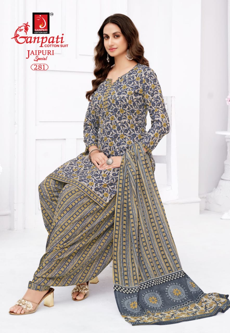 Ganpati Jaipuri Patiyala Vol 13 Cotton Top Bottom With Dupatta Dress Material Collection