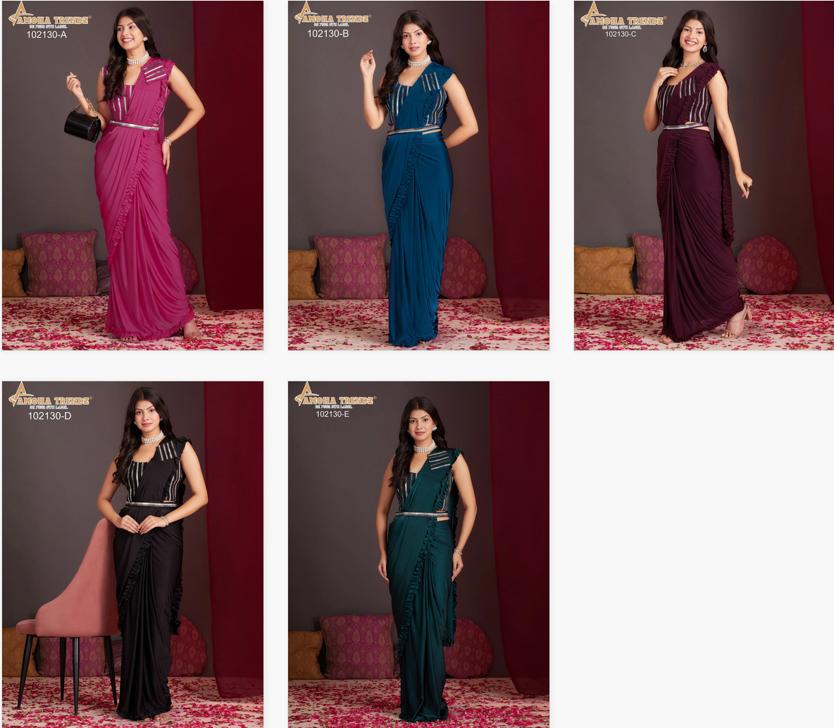 Amoha Trendz 102130 Ready To Wear Saree Collection