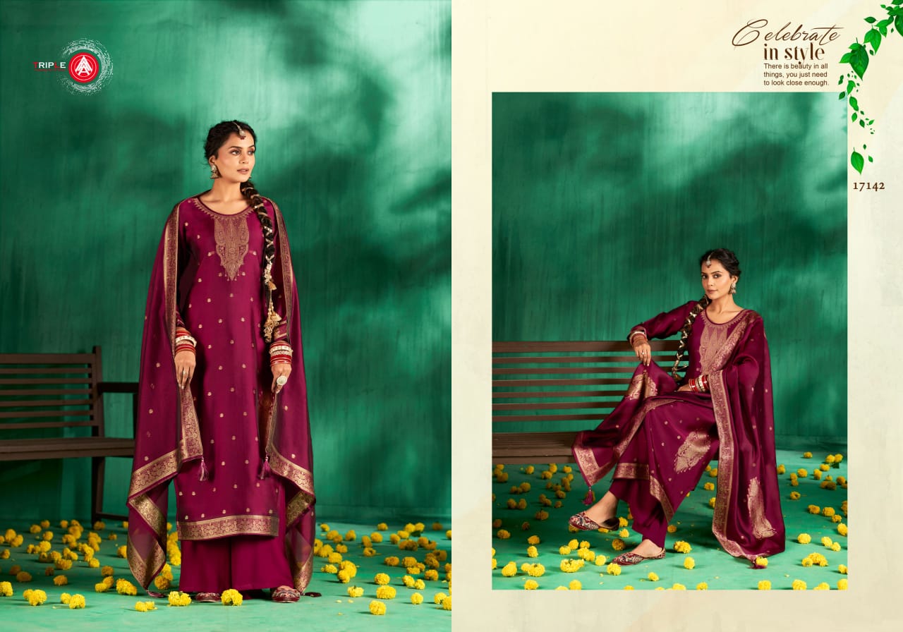 Triple Aaa Pari Viscose Jacquard Dress Material Collection Under 1500