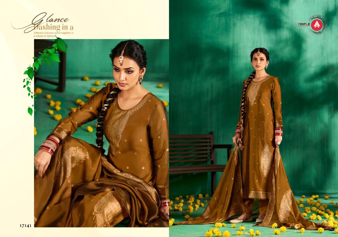 Triple Aaa Pari Viscose Jacquard Dress Material Collection Under 1500