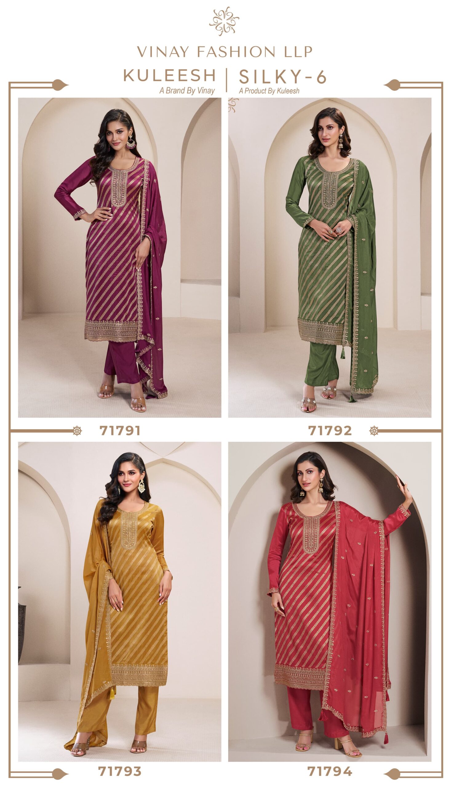 Vinay Kuleesh Silky 6 Designer Salwar Kameez Under 2000