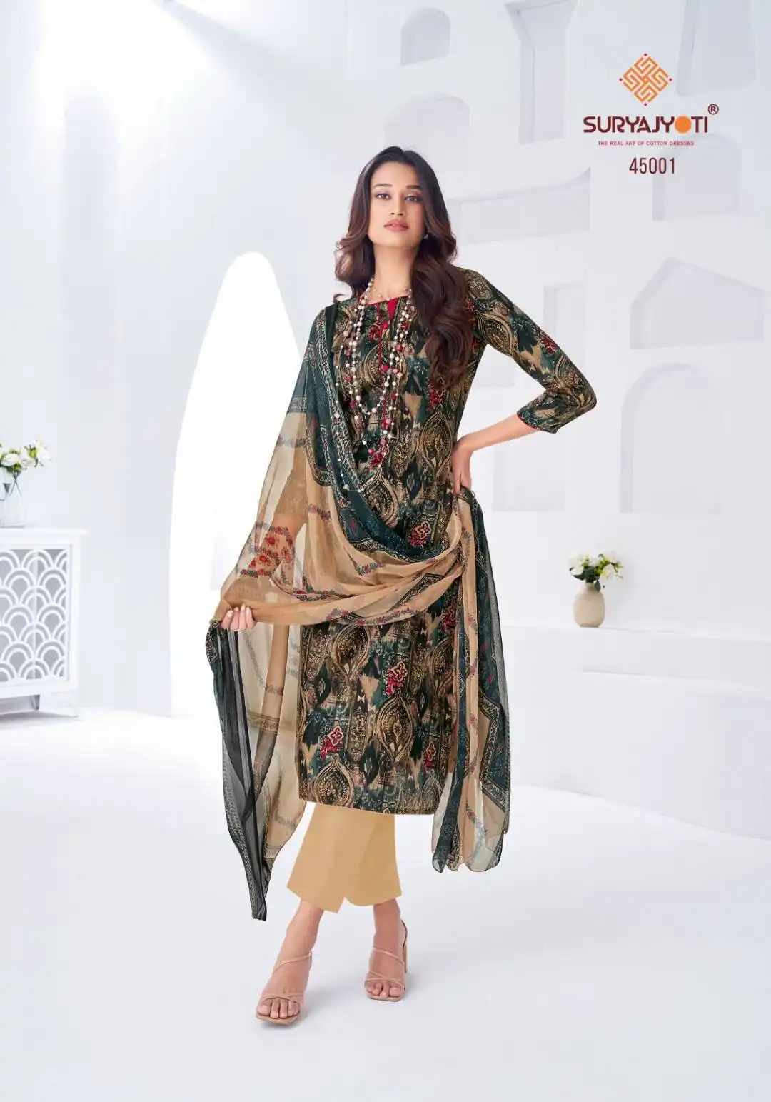 Suryajyoti Naishaa Vol 45 Jaam Satin Printed Dress Material Under 1000