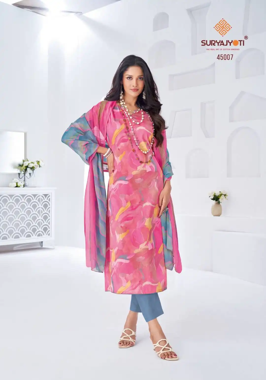 Suryajyoti Naishaa Vol 45 Jaam Satin Printed Dress Material Under 1000