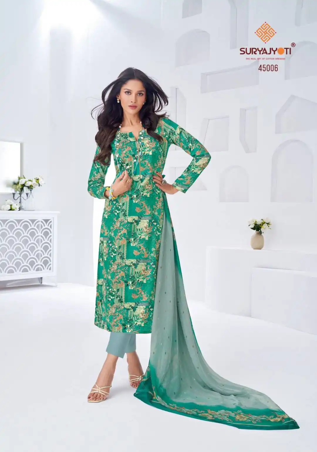 Suryajyoti Naishaa Vol 45 Jaam Satin Printed Dress Material Under 1000
