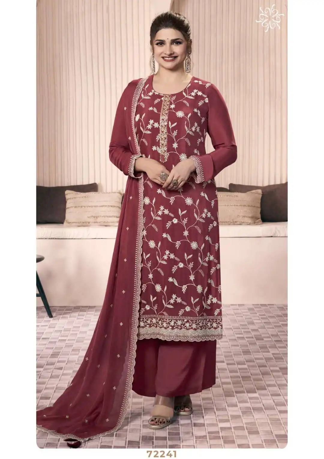 Vinay Kuleesh Shazia Chinon Embroidered Salwar Kameez Wholesale Under 2000