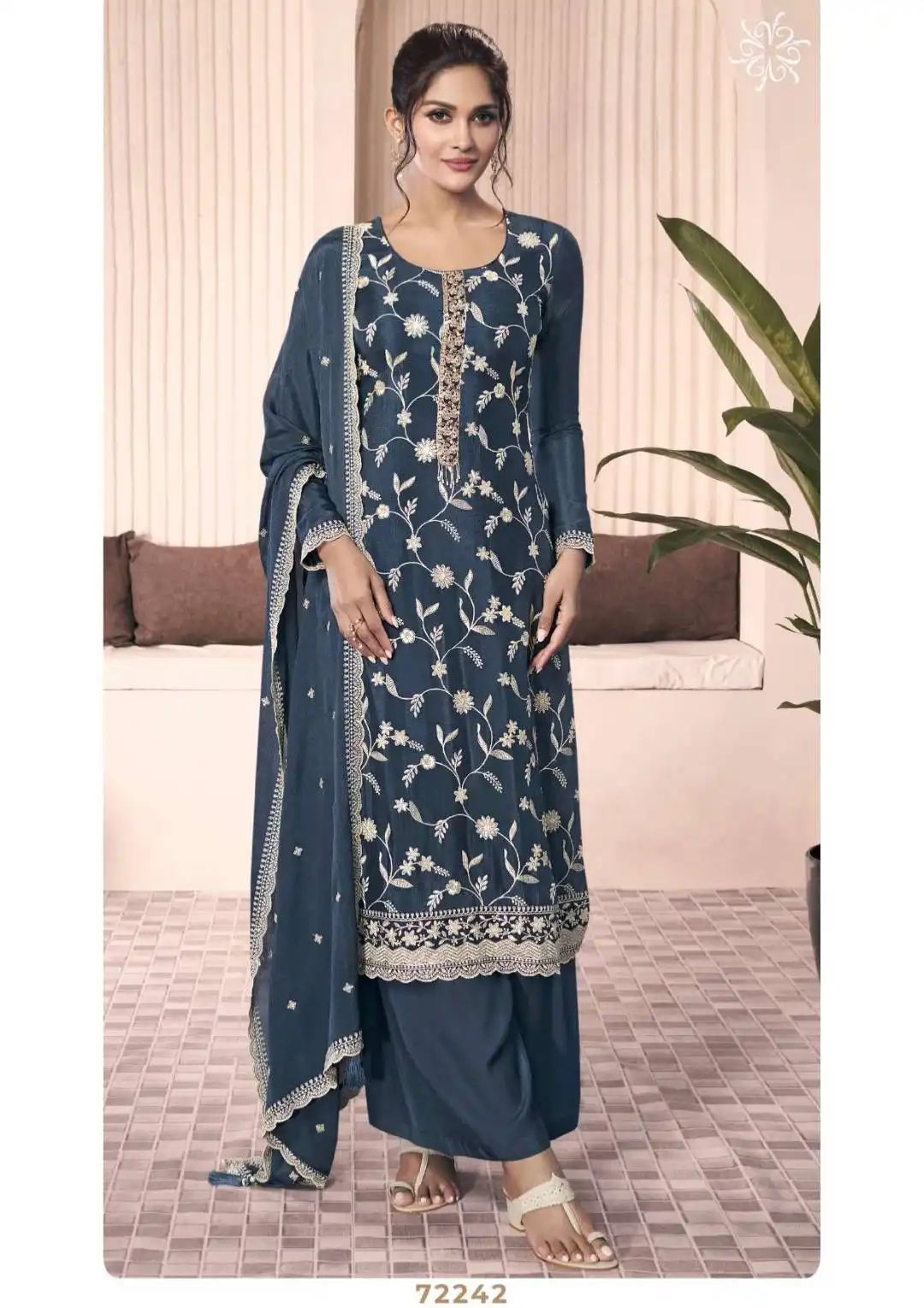 Vinay Kuleesh Shazia Chinon Embroidered Salwar Kameez Wholesale Under 2000
