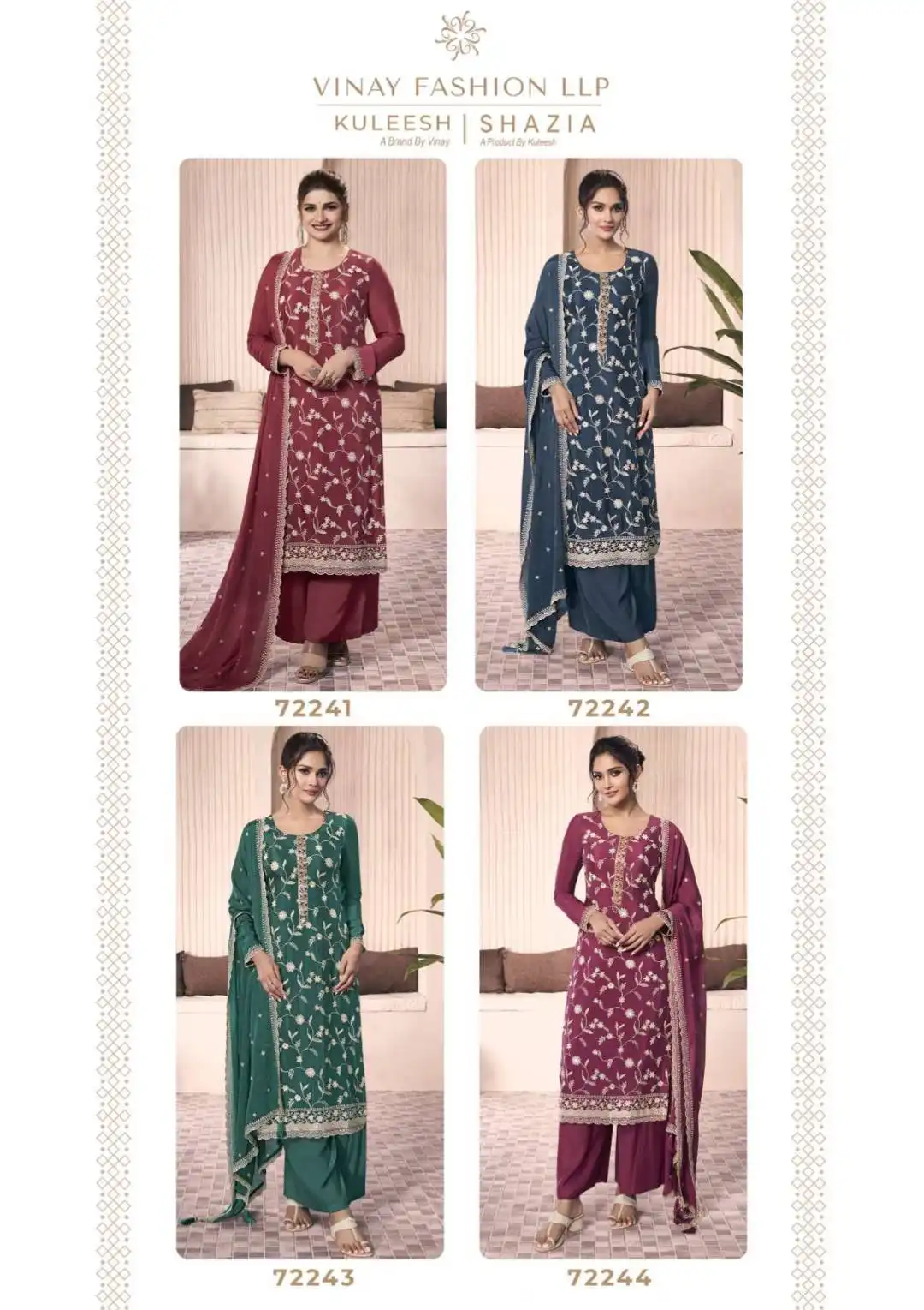 Vinay Kuleesh Shazia Chinon Embroidered Salwar Kameez Wholesale Under 2000