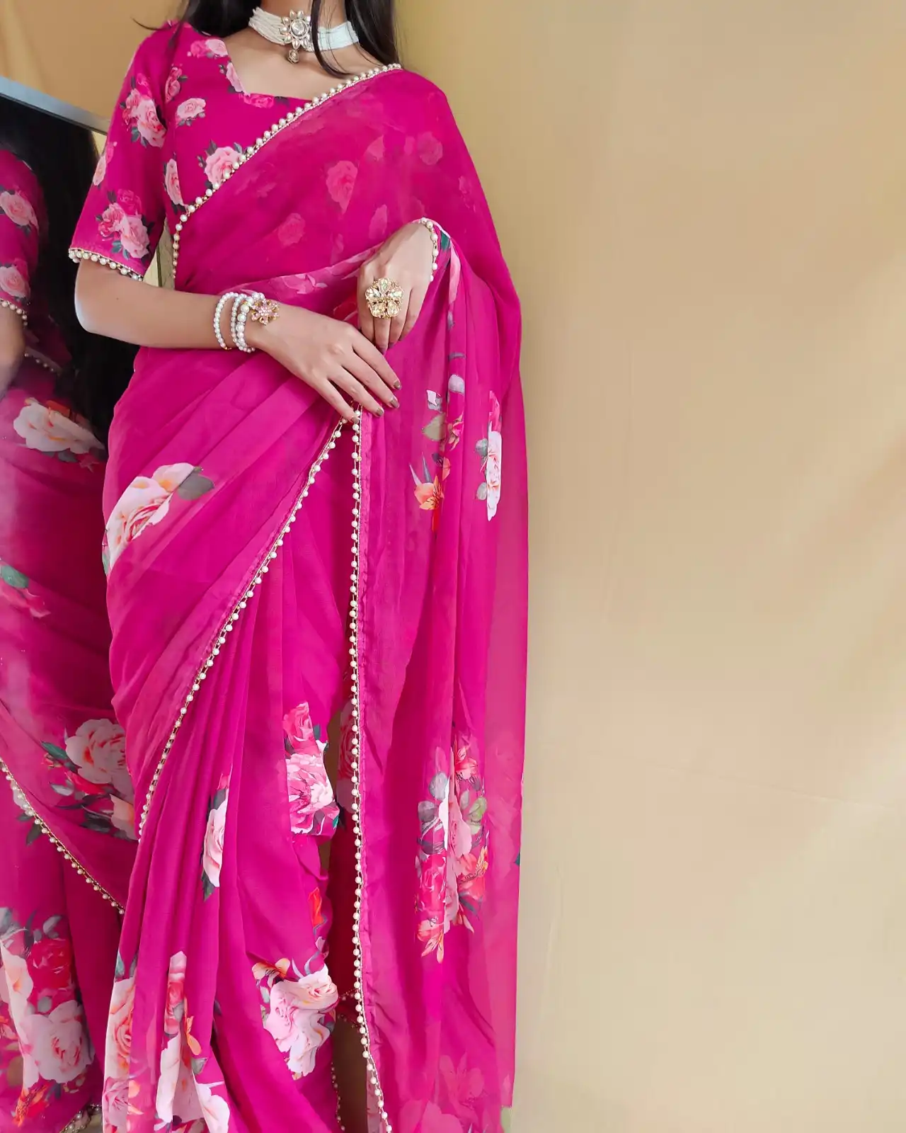 WMN 7007 New Printed Georgette Sarees Wholesale Under 1000