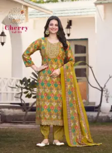 Radhika Cherry Vol 4 Modal Discharge Printed Kurti Bottom With Dupatta Below 1000