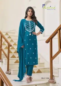 Karissa Samaira Cotton With Thread Work Kurti Bottom With Dupatta Below 1000