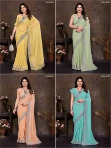 Jayshree 4001A to 4001D New 60 Gram Georgette Saree Below 1000