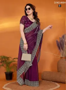 Jayshree 4004A to 4004D New Fandy Chiffon Zari & Stone Work Saree Below 1500