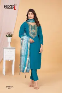 Deecee Banno New Romon Silk Straight Top And Bottom Set Below 1000