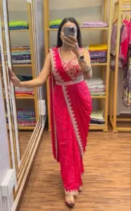 Madhuri 177 Chinon Ready To Wear Saree With Sequence Below 1000