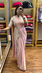 Madhuri 178 Embroidery Chinon Ready to Wear Saree With Jacket Below 1500