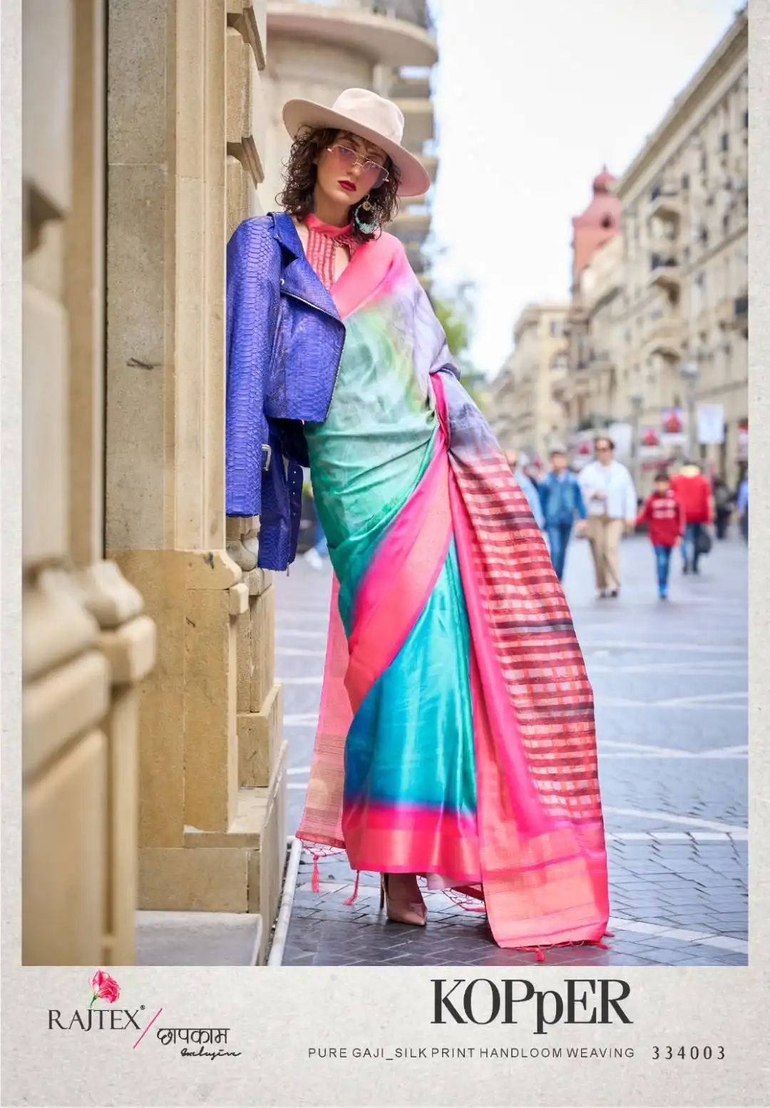 Rajtex Kopper Digital Printed Silk Saree Below 1500