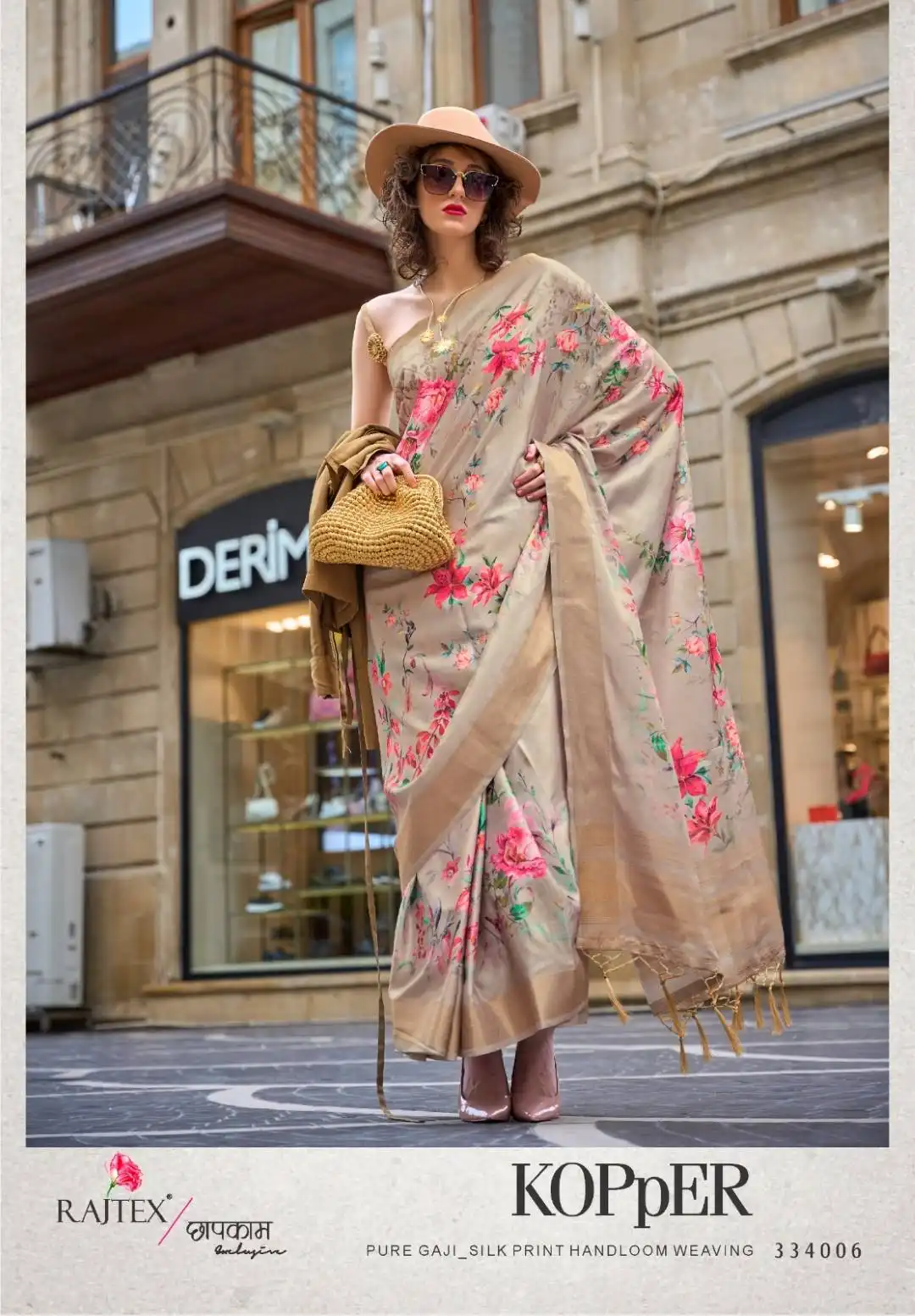 Rajtex Kopper Digital Printed Silk Saree Below 1500