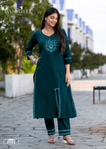 Wooglee Malvika Cotton Casual Wear Kurti With Bottom